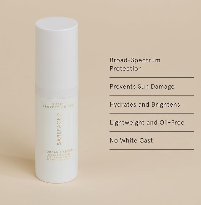Barefaced Sheer Protection SPF 50+ – Broad-Spectrum Face Sunscreen for women with Zinc Oxide, Niacinamide & Hyaluronic Acid – Oil-Free UV Protection, Hydration & Anti-Aging with Universal Tint (60ml)-Velvo Beauty