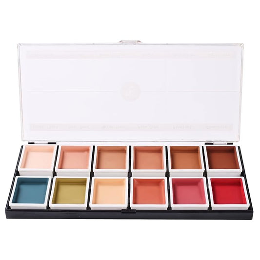 12-Color Flesh Tone Alcohol-Activated Palette, Tattoo Cover, Highly Pigmented Professional SFX Makeup for Film, Theatre, TV-Velvo Beauty