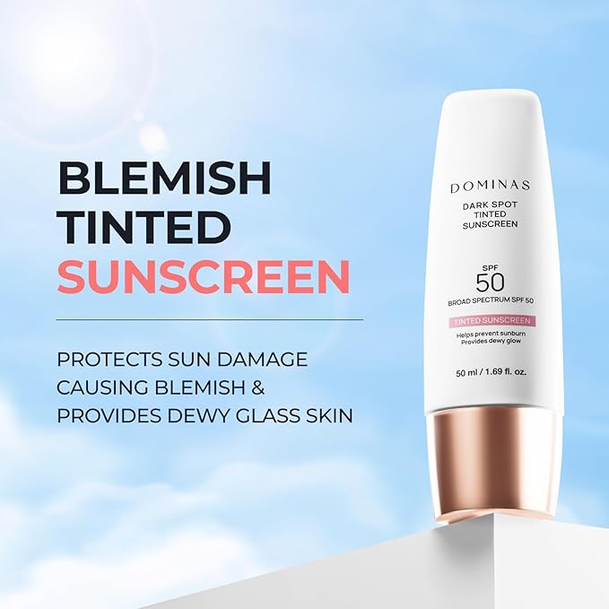 SPF 50 DOMINAS Tinted Sunscreen Moisturizer (1.7fl oz) - Tone Correction, Korean Skin Care, Broad-Spectrum UV Defense Sunblock, Water-in-Oil Formula for Lightweight, Panthenol, Sun Cream-Velvo Beauty