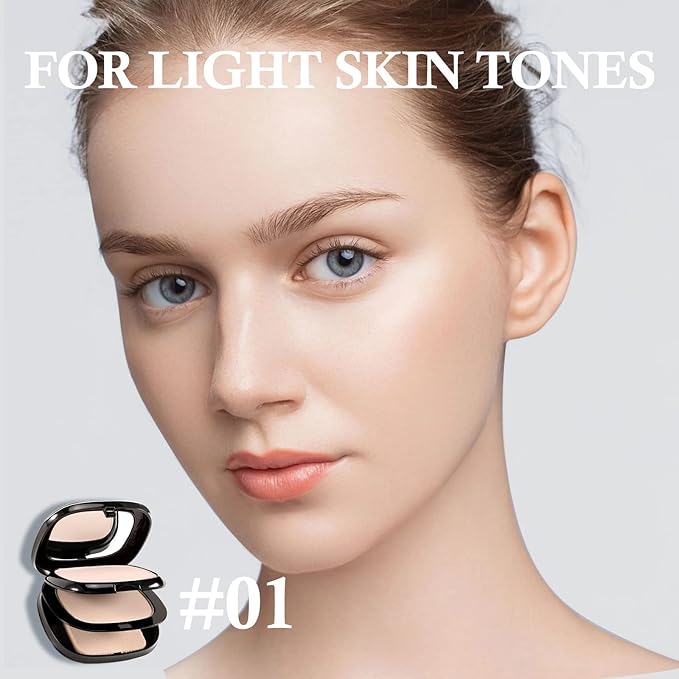 Boobeen 2 Layers Setting Pressed Powder Makeup Oil Control Setting Powder Foundation Pressed Face Powder Compact Long-Lasting Matte Finishing Powder, Light Shade Powder Flawless Lightweight-Velvo Beauty