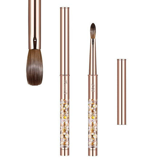 Acrylic Nail Brush Size 6,KEMEISI 100% Pure Kolinsky Nail Art Brushes Sturdy Handle Oval Shaped Acrylic Powder Nail Design Tools for Professional Manicure DIY Home Salon (Gold)-Velvo Beauty