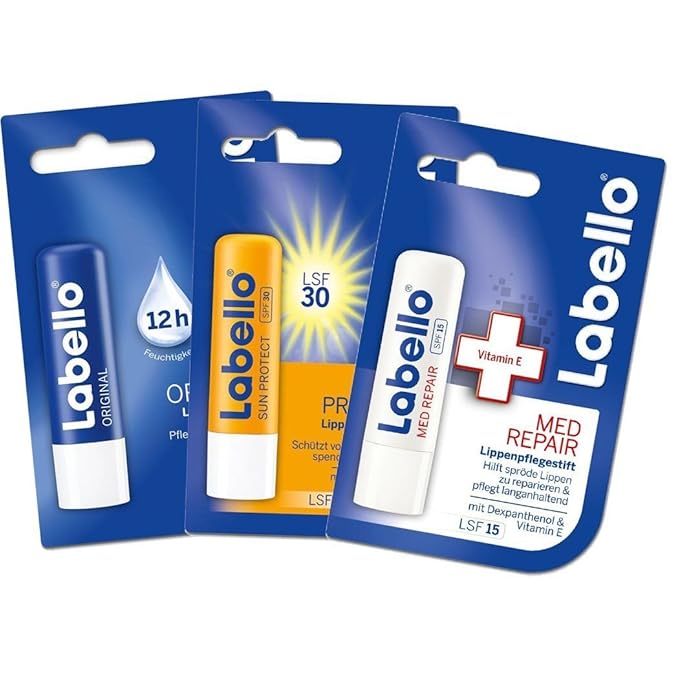Labello Lib Balm (1x Original, 1x MED Repair, 1x Sun Protect LSF 30) Bundle-Velvo Beauty