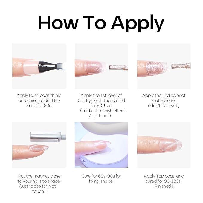 Modelones Cat Eye Gel Nail Polish, 6 Colors Glitter Summer Pink Blue Green Blue Gel Polish Set with Magnet Sparkle Translucent Nail Polish Kit Soak Off Led Nail Art Manicure Salon DIY Gifts-Velvo Beauty