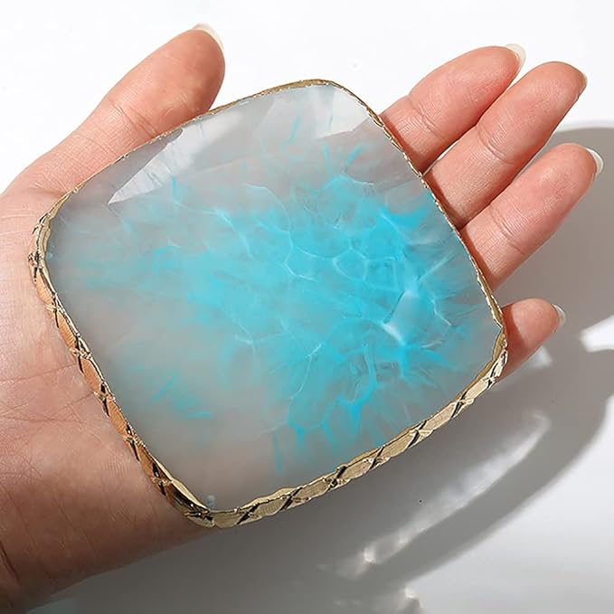 Square Nail Art Palette Painting Makeup Palette Tray Cosmetic Nail Gel Polish Colors Mixing Pallet Blue-Velvo Beauty