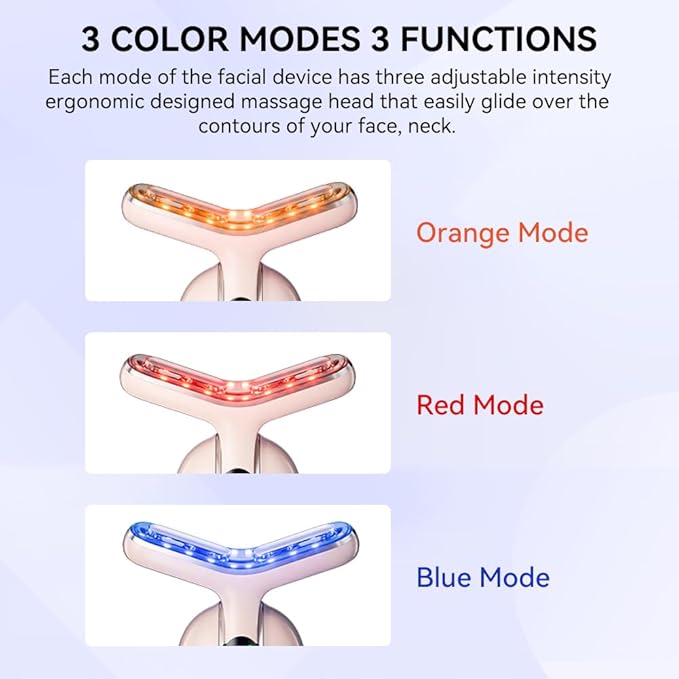 Neck Face Massager, Multifunctional Facial Massager, Face Sculpting Tool for Skin Care with Vibration, Thermal (Pink Silver)-Velvo Beauty