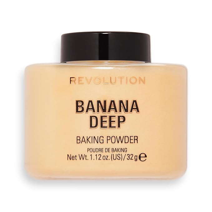Revolution Beauty, Loose Baking Powder, Makeup Setting Powder, Long Lasting Coverage, Mattifies & Reduces Shine, Banana Deep, 1.13 Oz-Velvo Beauty