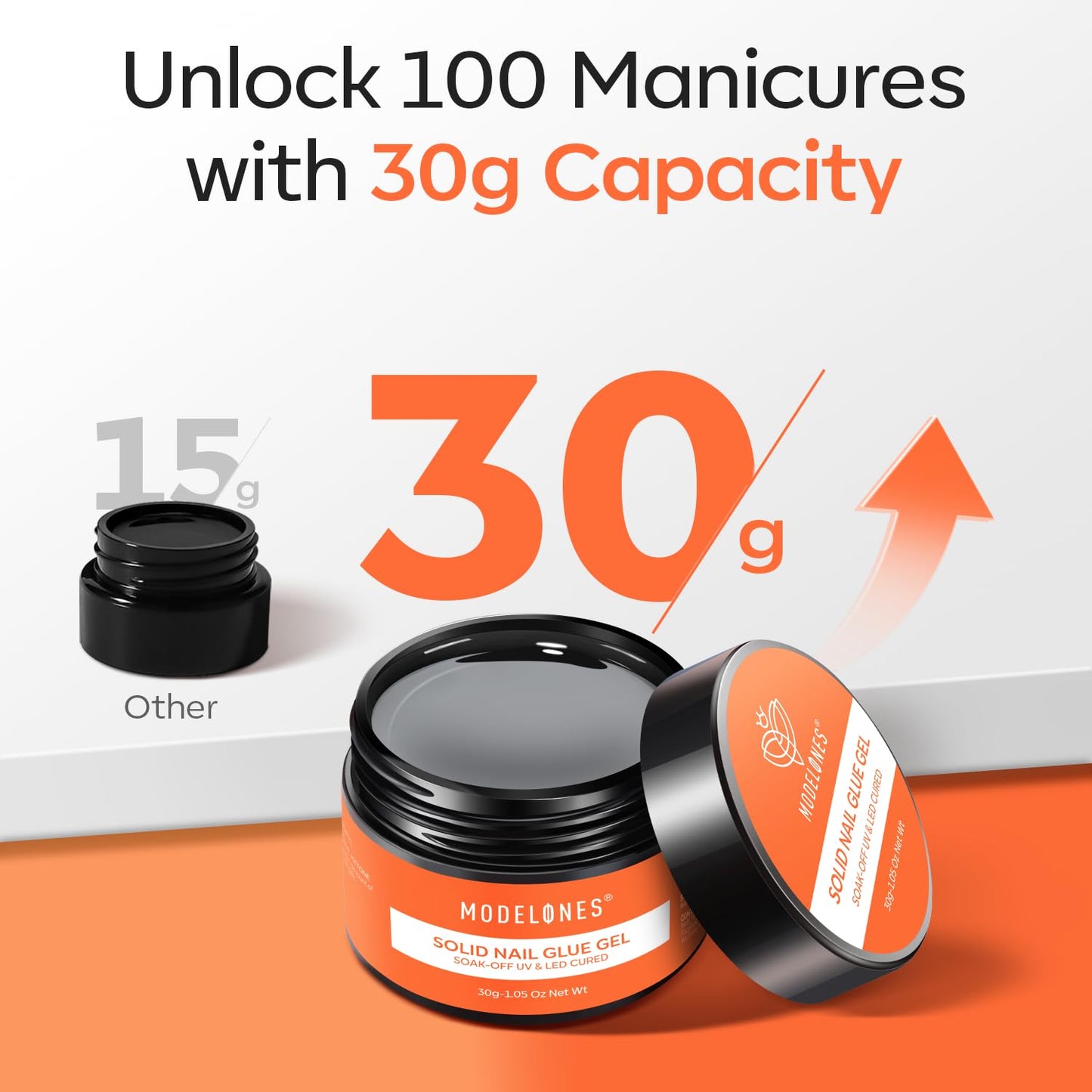 modelones Solid Nail Glue Gel for Acrylic Nails Tips, 30g False Nails Gel Glue Long-Lasting Strong Adhesion, Need UV Light Cured-Velvo Beauty