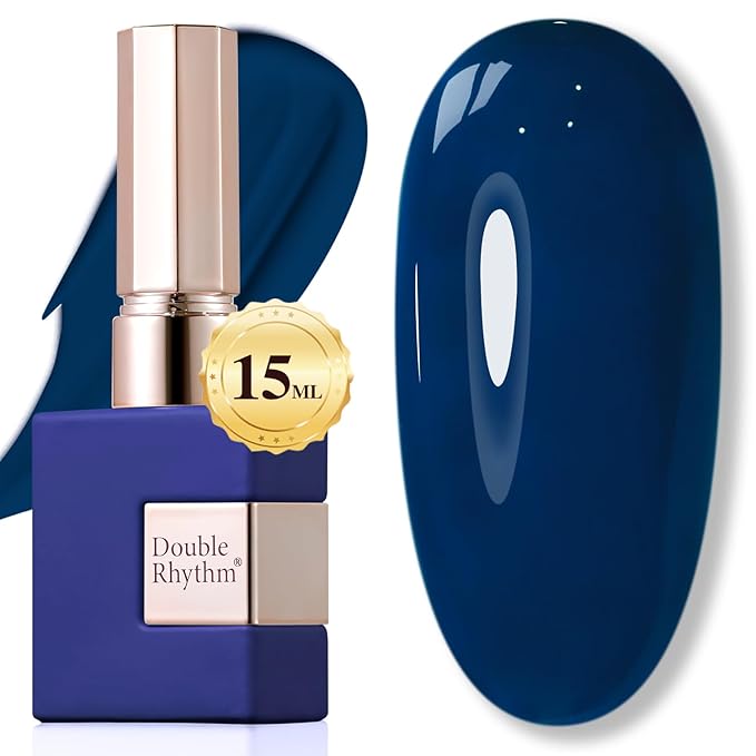 Double Rhythm 0.5Oz Navy Blue Gel Polish Sheer Neutral Natural Light Milky Same Color Same Bottle 15ML Jelly UV Nail Art DIY at Home (Navy Blue-A1107)-Velvo Beauty