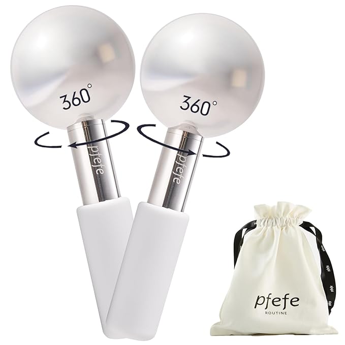 360 Rotating Ice Globes for Face & Eyes, Unbreakable Stainless Steel Cryo Sticks for Beauty Routines, Facials Cold Roller Colling Globes for Puffiness, Wrinkles, Dark Circles, Headaches-Velvo Beauty