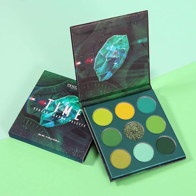 docolor Eyeshadow Palette 9 Colors Green Eyeshadow Gemstone Shadow Palette Highly Pigmented Mattes Shimmers Smokey Glitter Cream Colorful Powder Long Lasting Waterproof Makeup Palette-Velvo Beauty