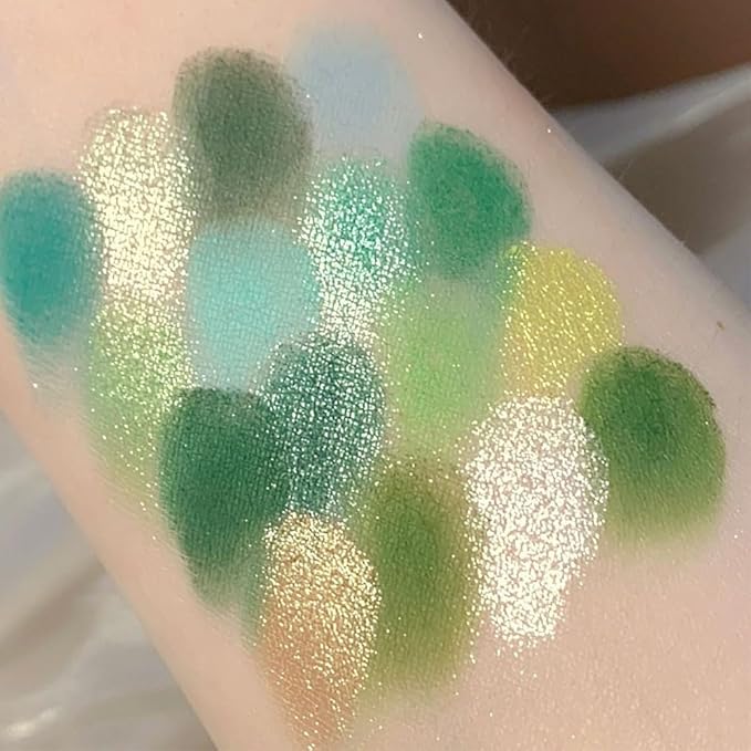 16 Colors Green Olive Matte Shimmer Eyeshadow Palette for Eye Makeup,High Pigmented White Gray Eye Shadow Primers Powder Palet de sombras de ojos-Velvo Beauty