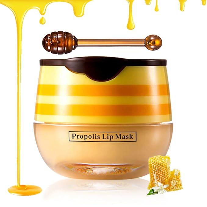 Lip Balm Honey Lip Mask, Hydrating Propolis Lip Sleeping Mask, Moisturizing & Prevention Dry and Cracked Lip Scrubs Exfoliator, Lip Repair Nourishes the Lip Skin-Velvo Beauty
