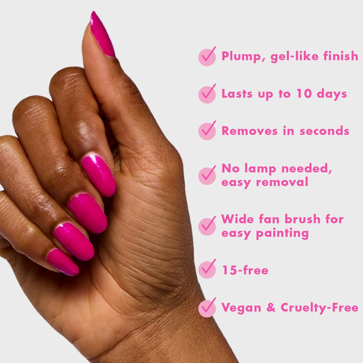 Olive & June Long Lasting Nail Polish | Plump Gel-Like Finish No Lamp Needed | Lasts up to 10 days | Salon-Quality at Home | 15-Free, Vegan Cruelty-Free Chip-Resistant | Lily Blooms Shimmering Magenta-Velvo Beauty