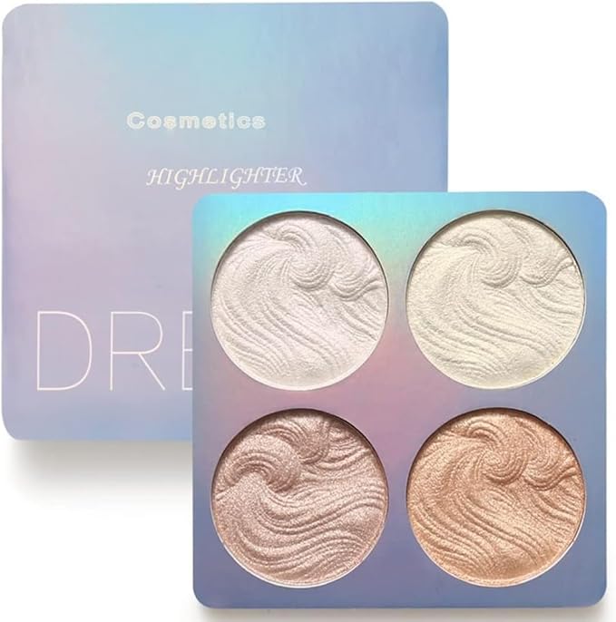 Highlighter Makeup Palette,Highlighter Palette Illuminator Powder Palette White Highlighter Baked Waterproof Long Lasting Brilliant Lighten Skin Color Face Contour Powder Makeup Highlighter-Velvo Beauty