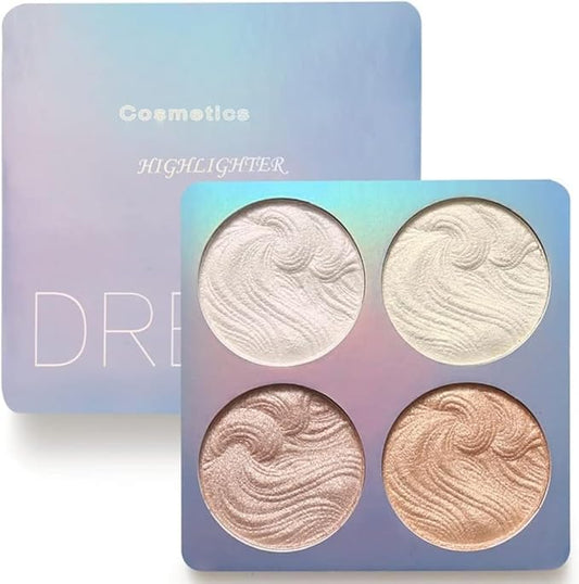 Highlighter Makeup Palette,Highlighter Palette Illuminator Powder Palette White Highlighter Baked Waterproof Long Lasting Brilliant Lighten Skin Color Face Contour Powder Makeup Highlighter-Velvo Beauty