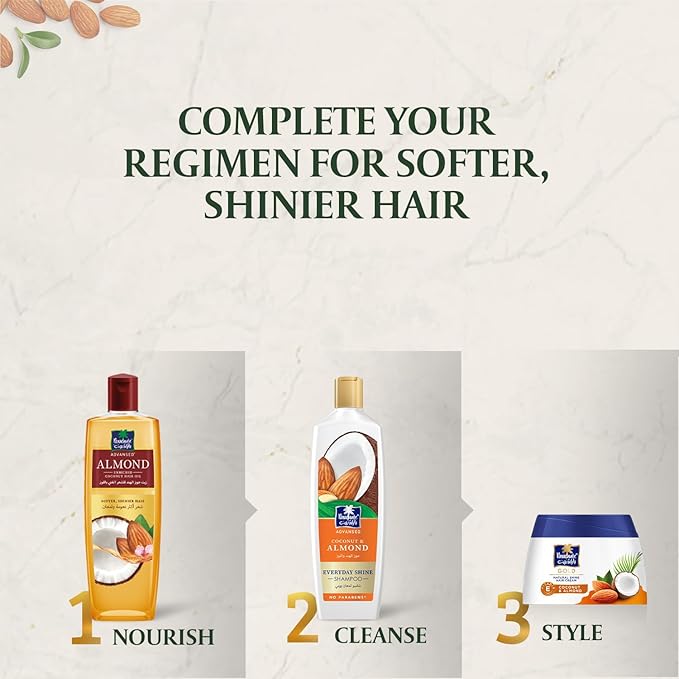 Parachute Advansed Almond Hair Oil with Coconut|For Soft & Silky Hair| Boosts Shine & Softness| No Parabens & Silicones| All Hair Types| 6.7 fl.oz-Velvo Beauty