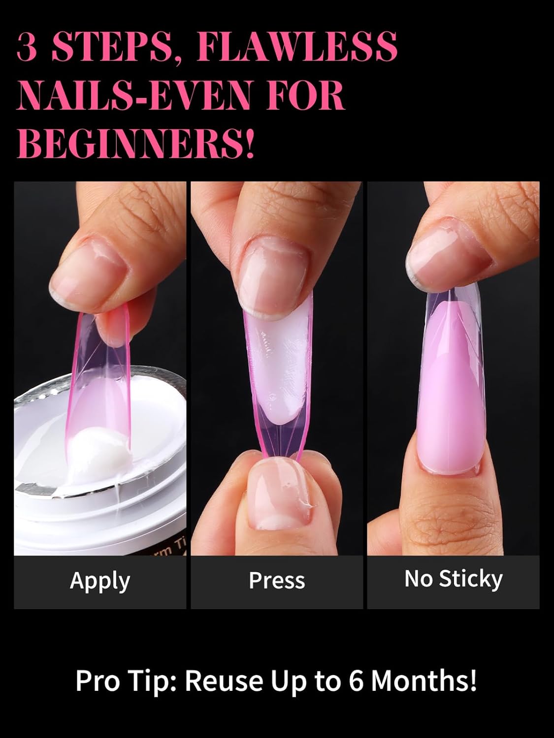 EBANKU Dual Nail Forms for Poly Extension Gel, 96 PCS Pink Nail Molds Reusable Nail Extension Forms for Builder Gel Manicure Design Salon DIY-12 Sizes-Velvo Beauty