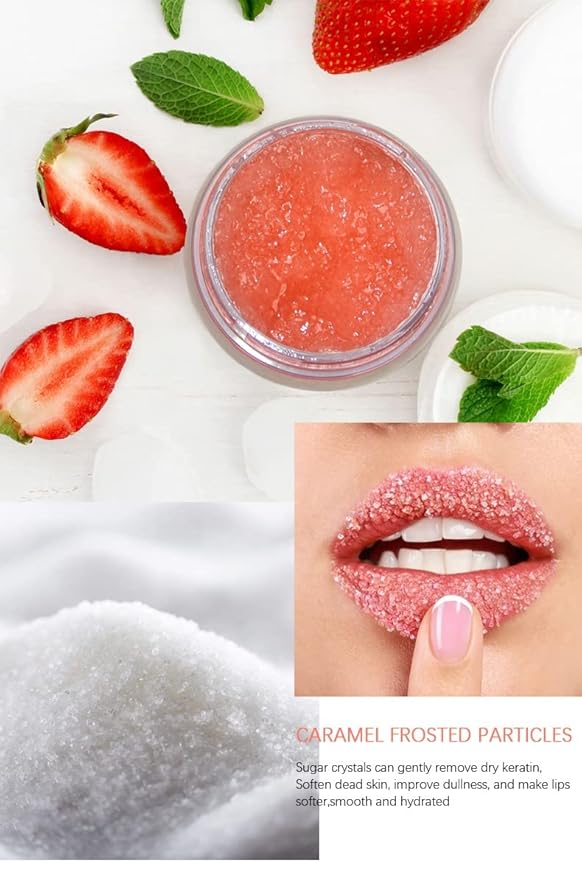 Strawberry Lip Scrub Exfoliating Moisturizing and Repairing and Lips Softening| Cruelty-free| Exfoliator-Velvo Beauty