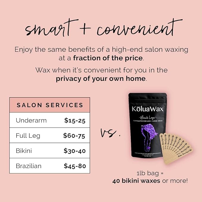 KoluaWax Hard Wax Beads for Hair Removal – Coarse Hair Formula – Face, Brazilian, Underarms, Back Chest, Bikini Waxing – Lavender Bliss, 1lb Refill for Wax Warmers & 10 Large Applicator Sticks, 2 Pack-Velvo Beauty