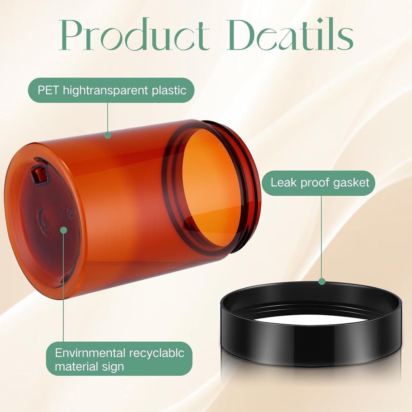 SATINIOR 100 Pcs Plastic Jars with Lids Small Containers Lids Wide Mouth Small Plastic Containers for Lotion Cream Rhinestones Body Butters Travel Storage(10 oz, Amber)-Velvo Beauty