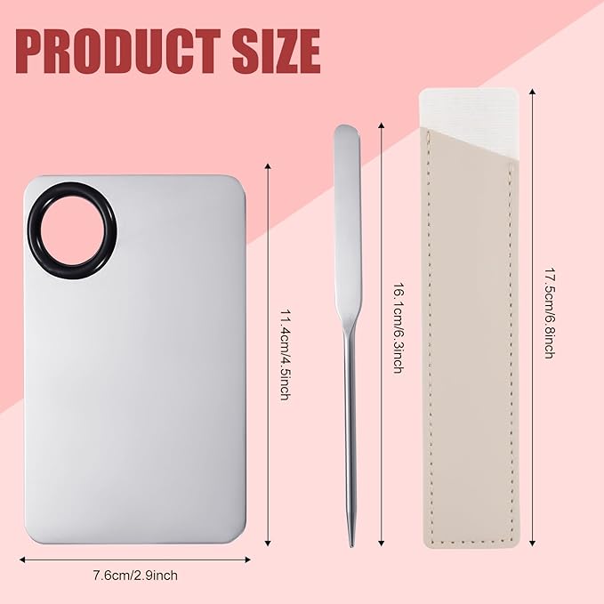 Foundation Spatula, Stainless Steel Makeup Mixing Palette with Makeup Spatula Korean Reusable Cosmetic Spatula Tool for DIY Liquid Foundation Nail Polish Contour Primer-Velvo Beauty
