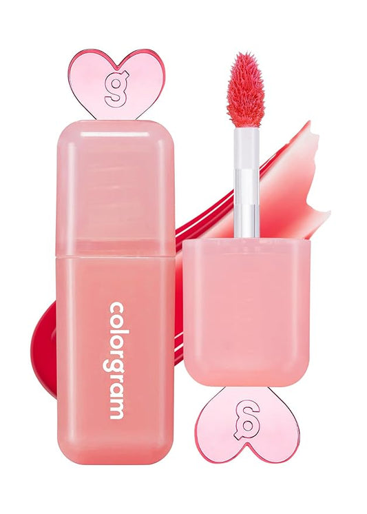 COLORGRAM Juicy Drop Tint 04 Clear Cherry | Juicy Lip Gloss, Glowing Lip Stain with Fruity Colors, Buildable & Blendable, Highly Pigmented-Velvo Beauty