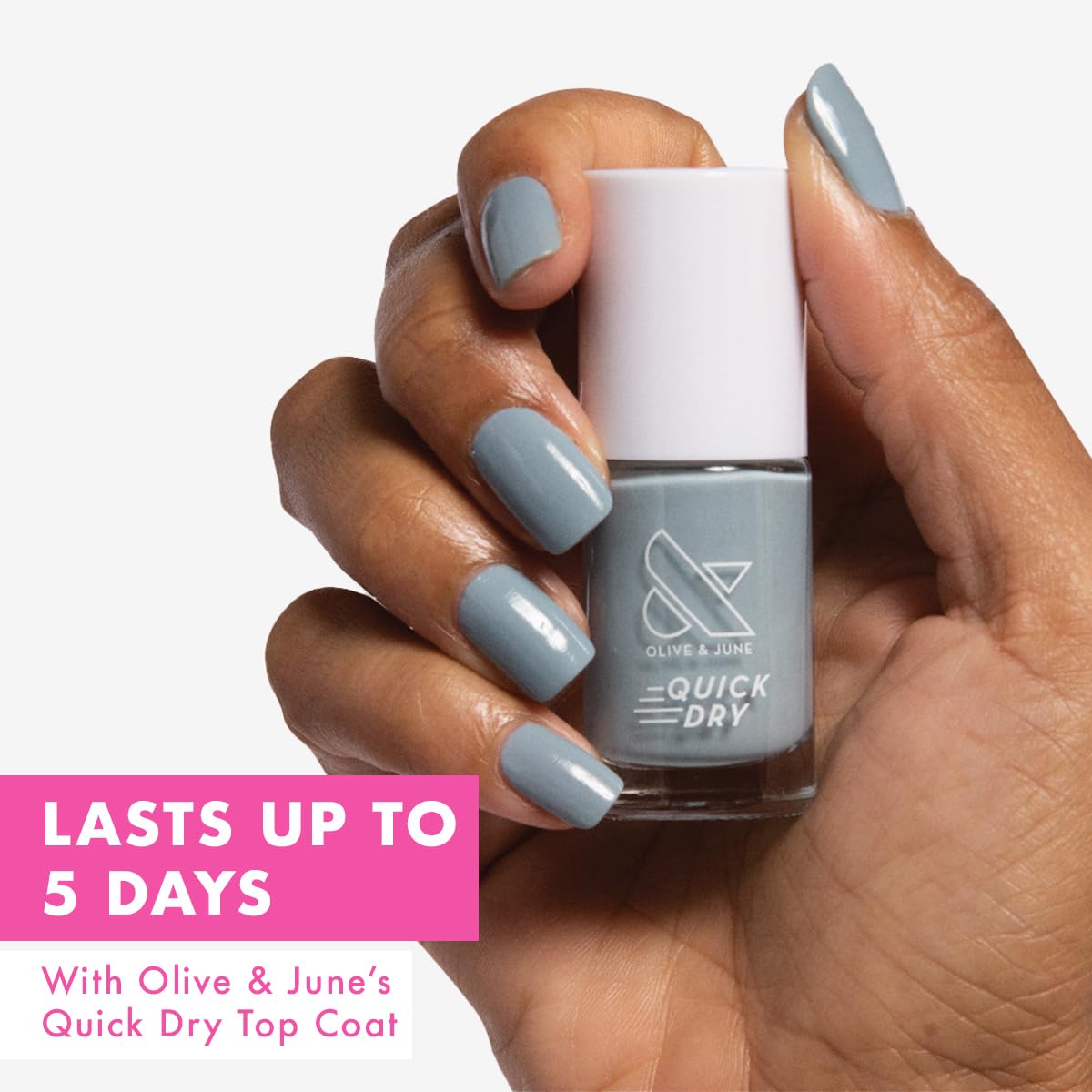 Olive & June Quick Dry Nail Polish | Instant, Fast-Drying, Smudgeproof Color | 15-free, Vegan, Cruelty-Free Formula | Lasts up to 5 Days | Salon-Quality Manicure, Pedicure at Home | Vintage Denim Blue-Velvo Beauty