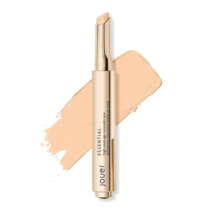 Jouer Essential High Coverage Concealer Pen - Under Eye Concealer for Dark Circles - Brightening Makeup for Eye Circles - Color Corrector Eye Primer with Hyaluronic Acid and Vitamin E-Velvo Beauty