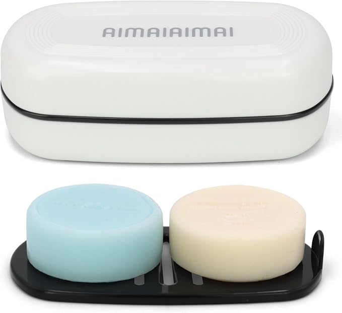 Shampoo Bar Holder Travel Case, Large Soap Holder for 5 oz/10 oz Oversized Bars, Durable & Versatile Storage Soap Container with Drainage Layer (1 Pack, White Style A-Large)-Velvo Beauty