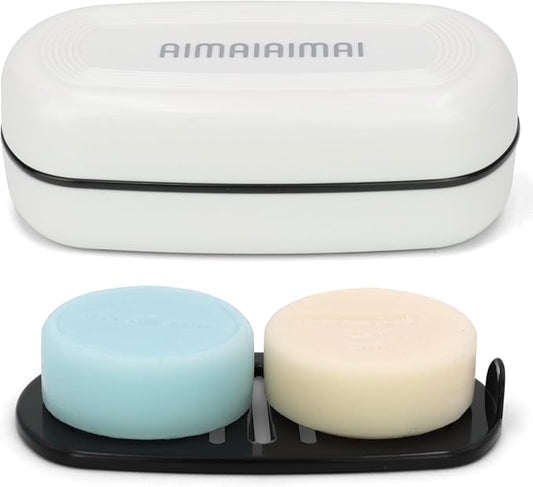 Shampoo Bar Holder Travel Case, Large Soap Holder for 5 oz/10 oz Oversized Bars, Durable & Versatile Storage Soap Container with Drainage Layer (1 Pack, White Style A-Large)-Velvo Beauty