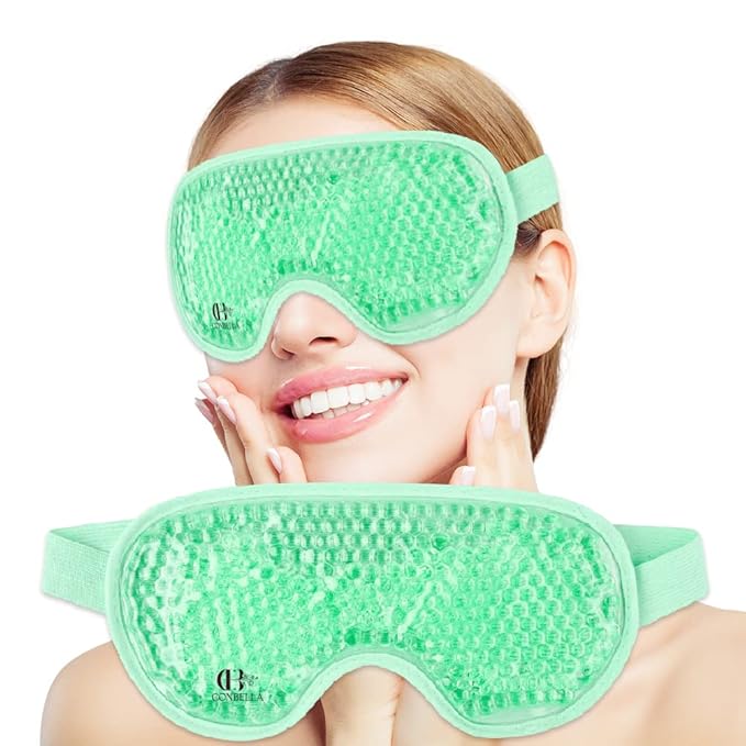 Cooling Eye Mask Gel Eye Mask Reusable Cold Eye Mask for Puffy Eyes, Eye Ice Pack Eye Mask with Soft Plush Backing for Dark Circles, Migraine, Stress Relief-Velvo Beauty