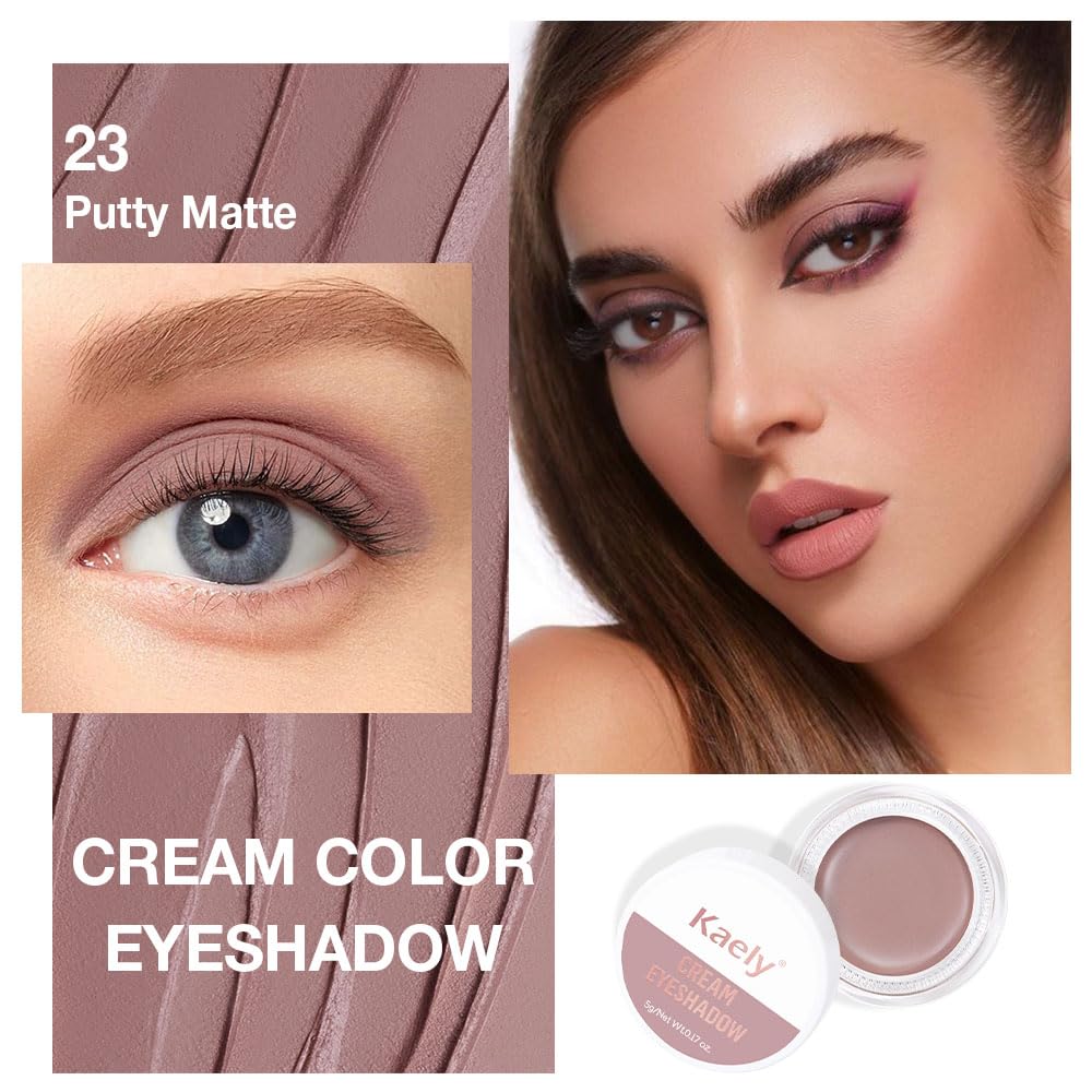 Kaely Single Cream Eyeshadow Pot, Putty Matte Eye Shadow for Older Women High Pigmented Waterproof, Natural Eyeshadow Palette Makeup Brightener, sombras en crema para ojos, Blendable, 23-Velvo Beauty