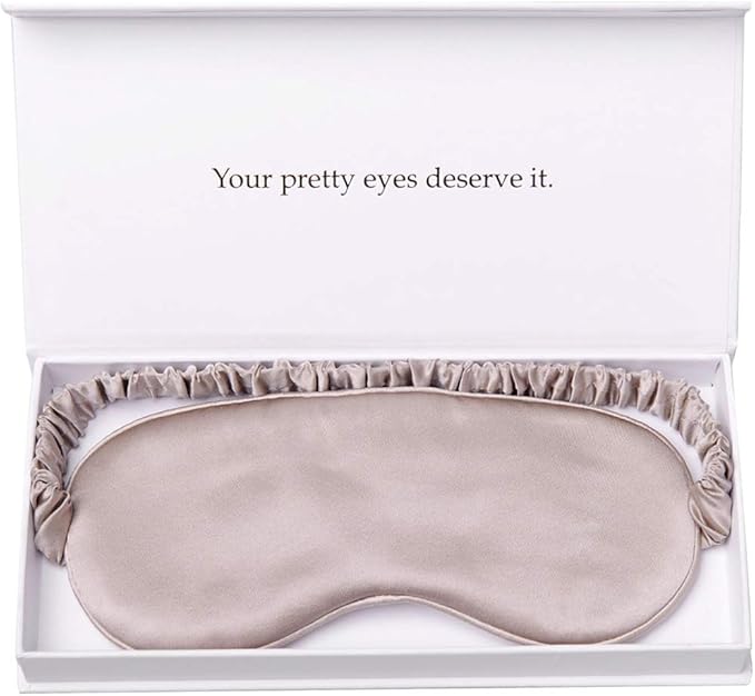 Silk Sleep Mask Light Blocking Luxury 100% Mulberry 19mm Silk Eye Mask Eye Cover Blindfold Ultra Soft Light & Comfy Anti Aging Skin Care with Travel Bag Gift Package-Velvo Beauty