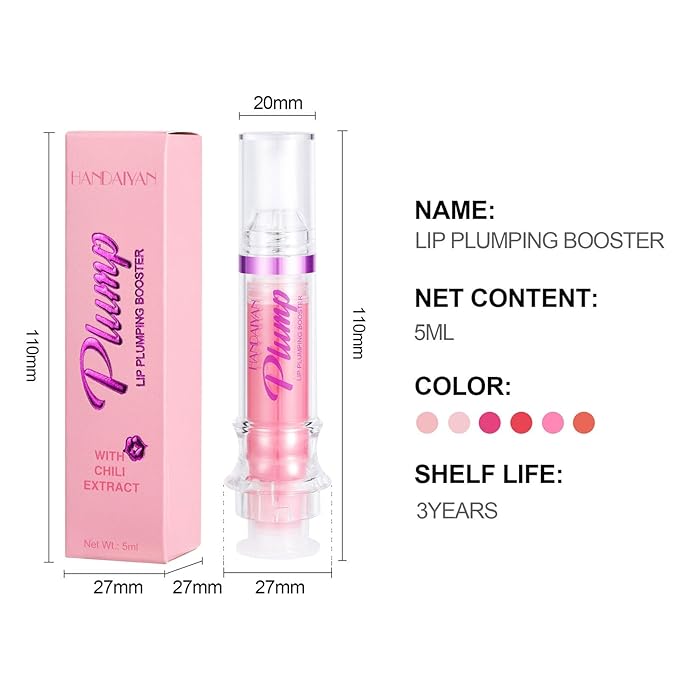 Lip Plumping Booster, Plumping Lip Oil with Chili Extract, Plump & Pout Lip Plumper, Slightly Spicy Lip Plumping Gloss, Fuller Lips Instantly, Hydrating, High-Shine-Velvo Beauty