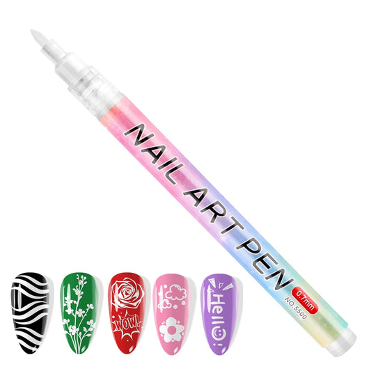 Kalolary 1PCS White Nail Art Pens，0.7mm Nail Polish Pens Quick Dry Long-last Nail Graffiti Dotting Painting Liner Nail Art Markers for DIY Nail Art Design-Velvo Beauty