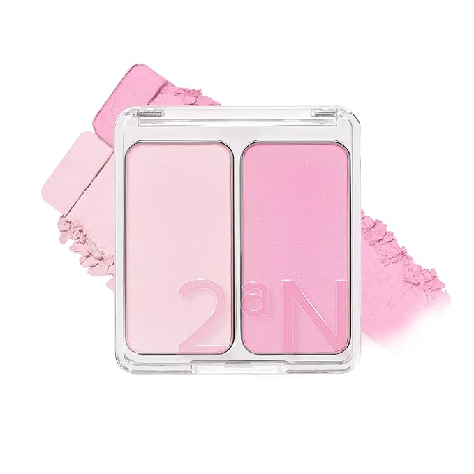 2aN Dual Color Face Blusher, Buildable & Blendable Cheek Color, Natural & Vibrant Finish, Long-Lasting Powder Blush, Blends Easily with Natural Skin Tones, Korean Beauty (09 Heart Balloon)-Velvo Beauty