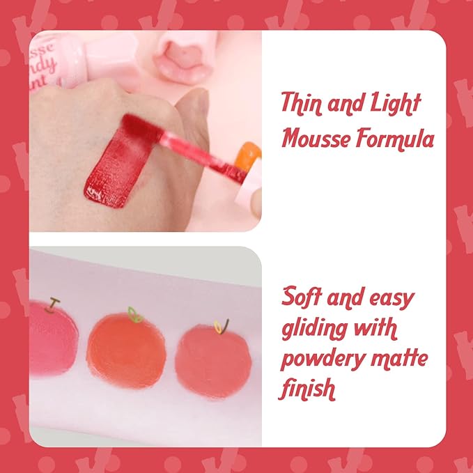 THESAEM Saemmul Mousse Candy Tint #4 Grapefruit Mousse - High Pigment Matte Finish Long Lasting Lip Stain with Honey Extracts to Hydrate Lips - Weightless & Smudge-Proof, 0.3 fl.oz.-Velvo Beauty