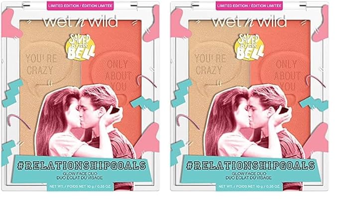 wet n wild Saved By The Bell Highlighter + Illuminator Glow Face Duo, Highlighter Makeup Powder, Illumniator Makeup Powder, Cruelty-Free Makeup, Relationship Goals,1114533 (Pack of 2)-Velvo Beauty