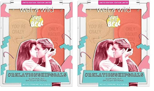 wet n wild Saved By The Bell Highlighter + Illuminator Glow Face Duo, Highlighter Makeup Powder, Illumniator Makeup Powder, Cruelty-Free Makeup, Relationship Goals,1114533 (Pack of 2)-Velvo Beauty