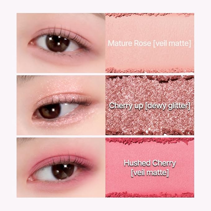 Espoir Real Eye Palette All New #5 Hushed Cherry 0.17 oz | Multi-Use Long-Lasting Blendable 8 Colors Natural Glitter Soft veil matte Makeup Eyeshadow Palette for Various Makeup Looks | Korean Makeup-Velvo Beauty