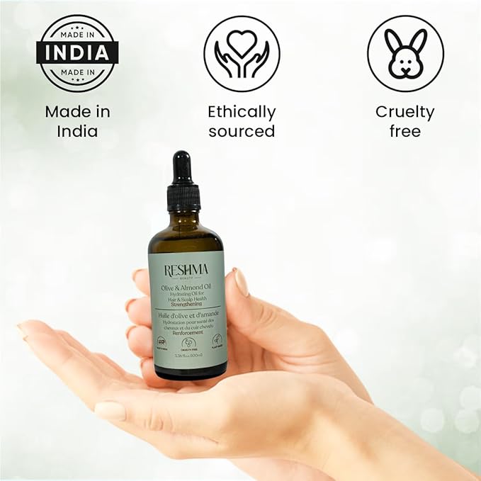 Reshma Beauty Olive & Almond Oil – Henna Infused Hydrating Oil for Hair & Scalp Health | Strengthens & Softens-Velvo Beauty
