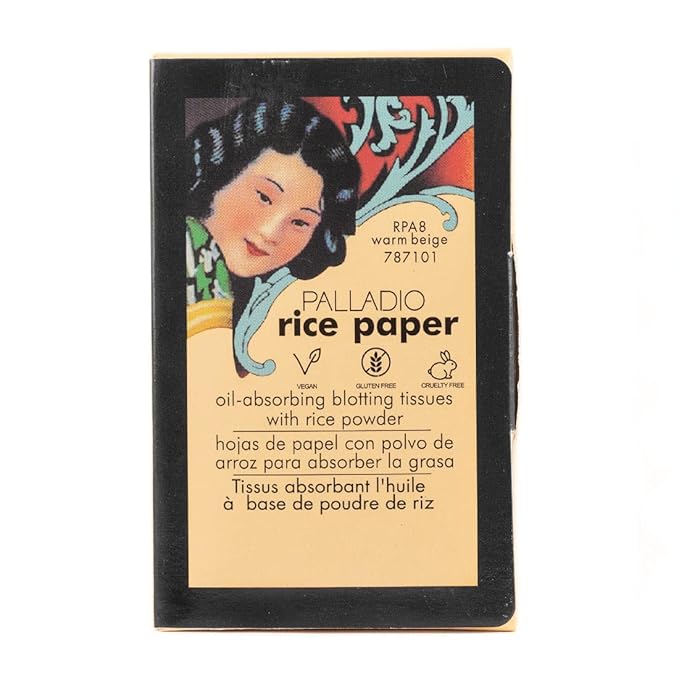 Palladio Face Blotting Tissue Sheets Made from Natural Rice Powder for Oily Skin, Oil Absorbing Paper, 2 Sided, Instant Results, Warm Beige, 40 Count-Velvo Beauty