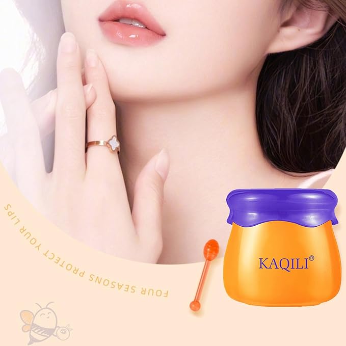 Honey Lip Balm Pot, Propolis Lip Mask, Strawberry Hydrating Propolis Lip Sleeping Mask, Prevent Dry&Cracked, Lip Repair Nourishes the Lip Skin (strawberry & blueberry & peach & avocado)-Velvo Beauty