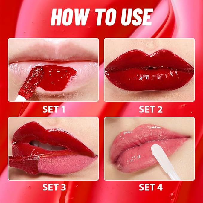 Dewy Rose Lip Stain Peel Off Lip Gloss oil Dual-Ended Combo, Lips Liner Stain Peel Off Tattoo, Long Lasting & Waterproof, Transfer-Proof Lip Tint Stain with Lip oil for All Skin Type 02#-Velvo Beauty