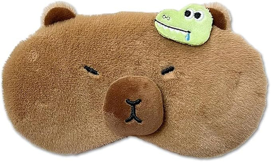 PERFECTSIGHT Cute Plush Eye Mask, Lightweight Adjustable Eyeshade, Faux Fur Cover for Women Men Sleep Travel Nap (Capybara)-Velvo Beauty