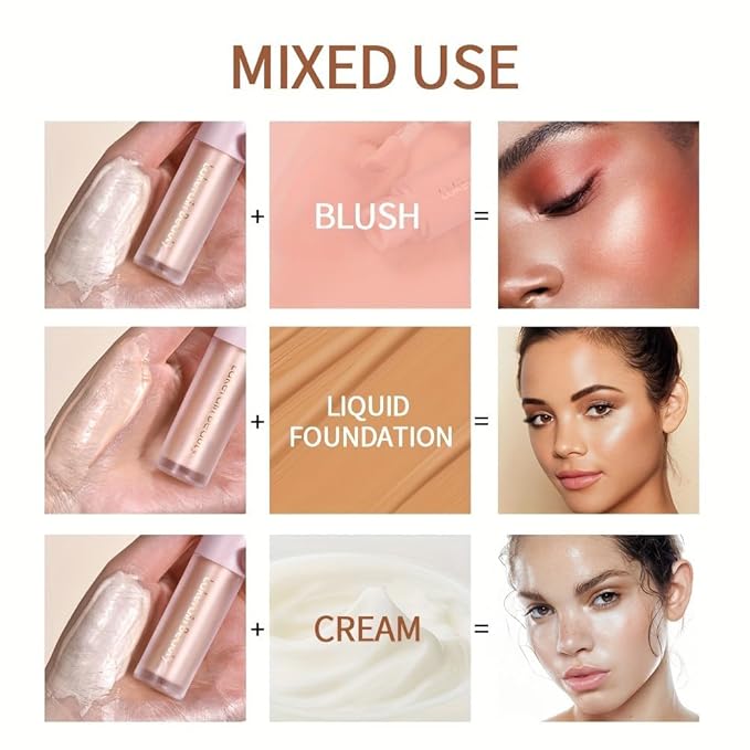 Liquid Highlighter, Contour Stick Makeup Highlighter for Face, Waterproof Luminous Lotion, Silky Smooth Glitter Highlighter Makeup Stick, Multi-Use Body Shimmer Liquid Bronzer 01# MOONLIGHT-Velvo Beauty