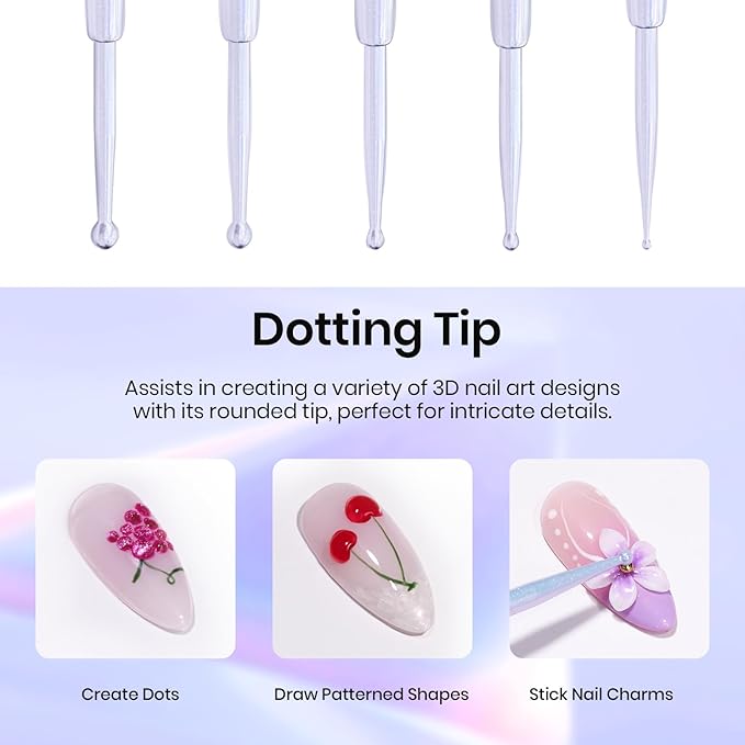 Beetles 5PCS Nail Art Dotting Tools Nail Art Sculpture Pen, Dual-Head Resin Nail Art Tools, Carving Drawing Tool, Silicone Brushes Set Pottery Clay Sculpting Tools Modeling Painting Tool DIY Art-Velvo Beauty