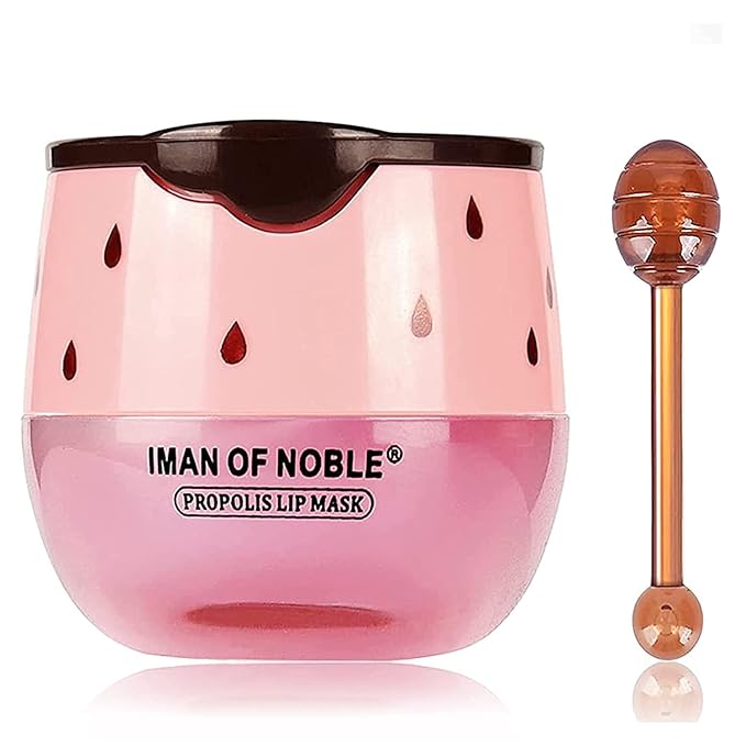 Bee Lip Balm Lip Balm Honey Pot, Strawberry Sleeping Lip Mask,Moisturizing Lip Balm with Stick,Hydrating & Prevention Dry and Cracked Lip Scrubs Exfoliator Lip Wrinkle Skin Care Products(Strawberry)-Velvo Beauty