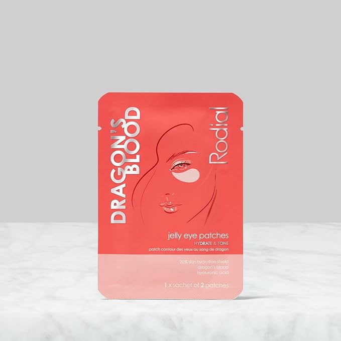 Rodial Dragon's Blood Jelly Eye Patches (1 Sachet), Elasticity and Firmness, Hyaluronic acid and Dragon's Blood for Plumping and Deep Hydration, Makeup Prep-Velvo Beauty