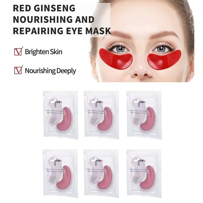 Eye Patches, 20PCS Red Ginseng Repair Eye Moisturizing Nourishing Eye Patch Firming Pad Dark Circles Crystal Collagen 3g for Wrinkles, Puffy Eyes-Velvo Beauty